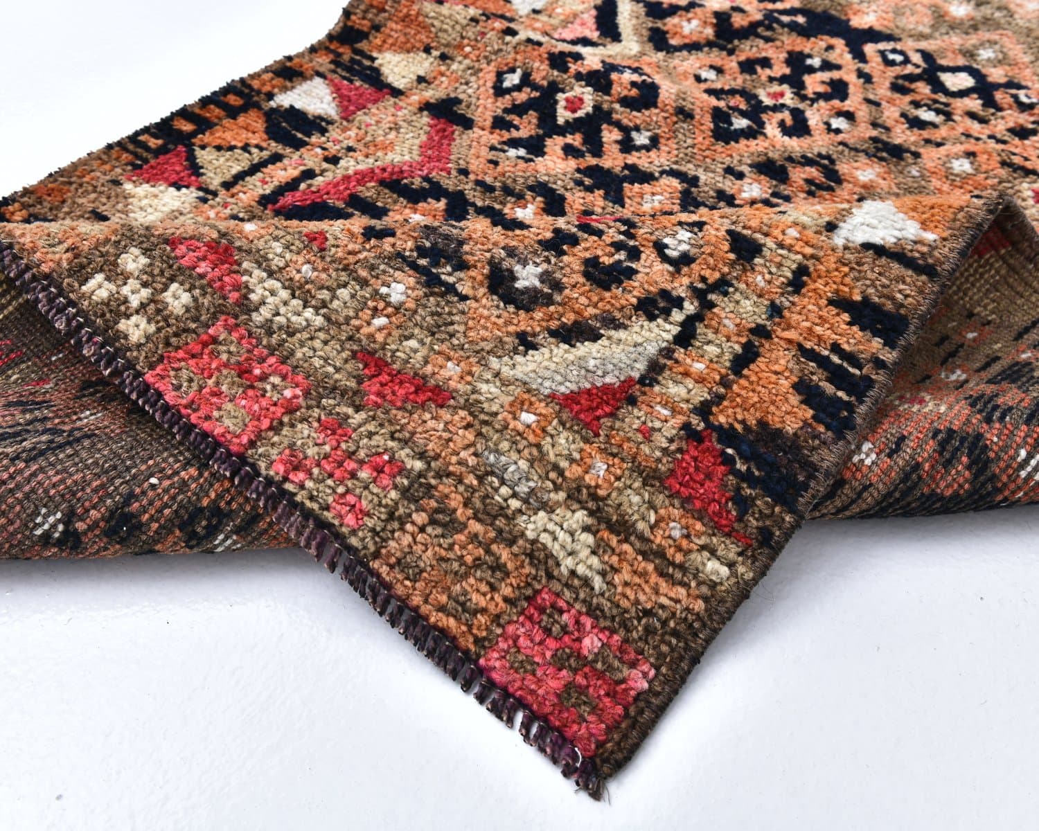 Runner 87x344 cm, brown, wool, 1970s - 218515