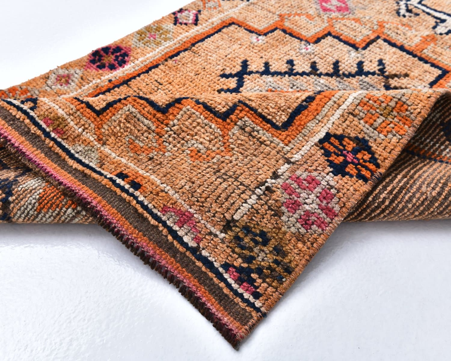 Runner 92x410 cm, brown, wool, 1970s - 218507