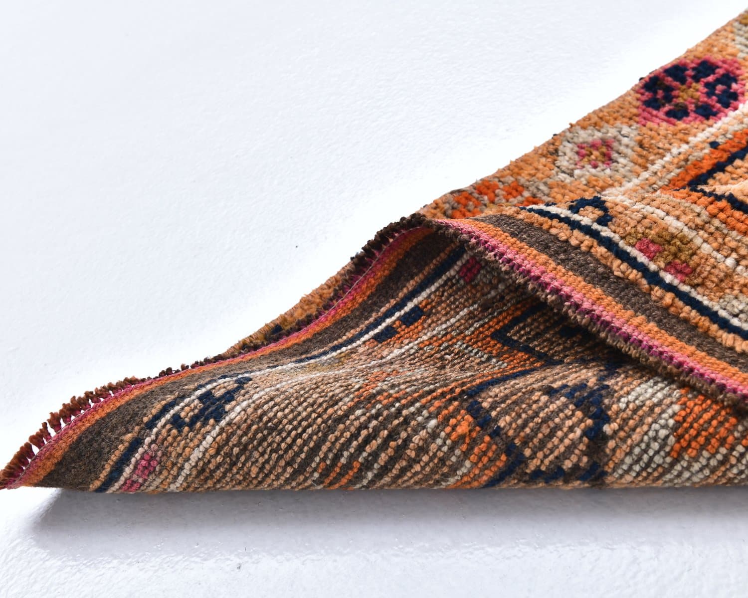 Runner 92x410 cm, brown, wool, 1970s - 218506