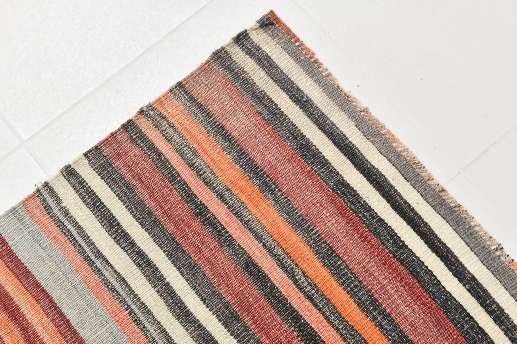 Kilim Rug 236x153 cm, orange, green, wool, Turkey, 1960s. - 218485
