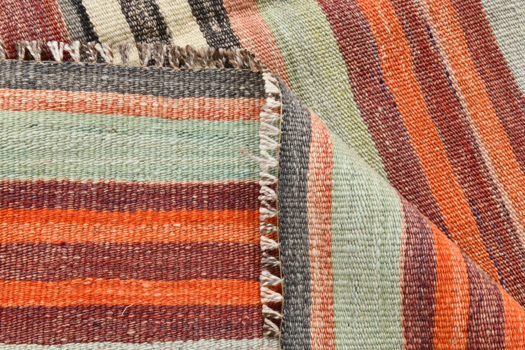 Kilim Rug 236x153 cm, orange, green, wool, Turkey, 1960s. - 218487