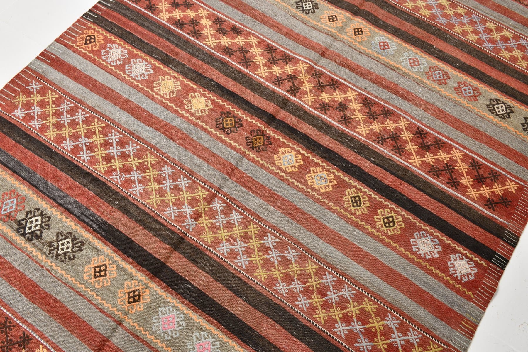 Kilim Rug 185x393 cm, red, wool, Turkey, 1960s - 218468