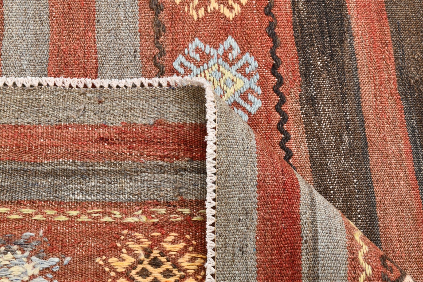 Kilim Rug 185x393 cm, red, wool, Turkey, 1960s - 218474