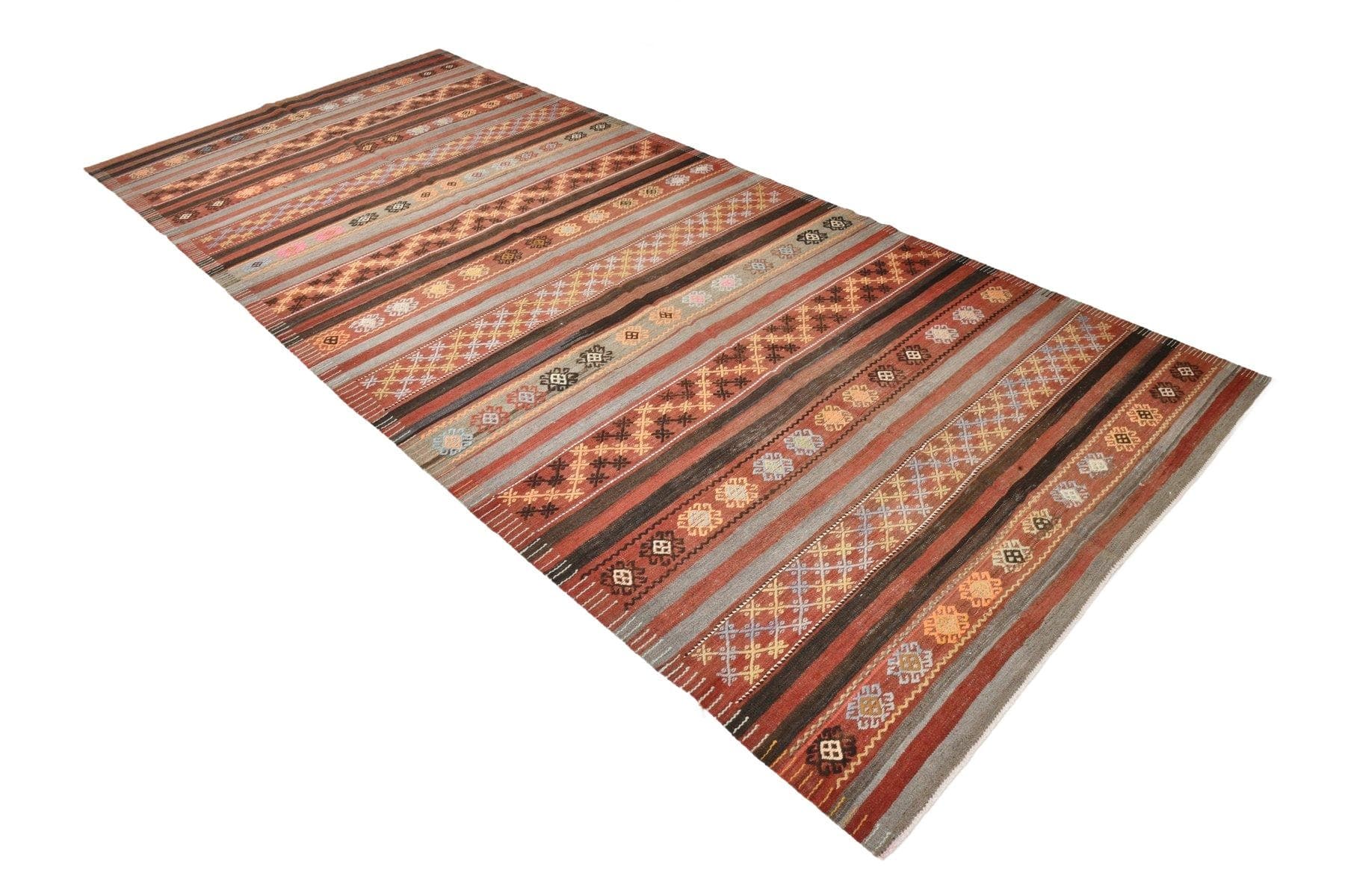 Kilim Rug 185x393 cm, red, wool, Turkey, 1960s