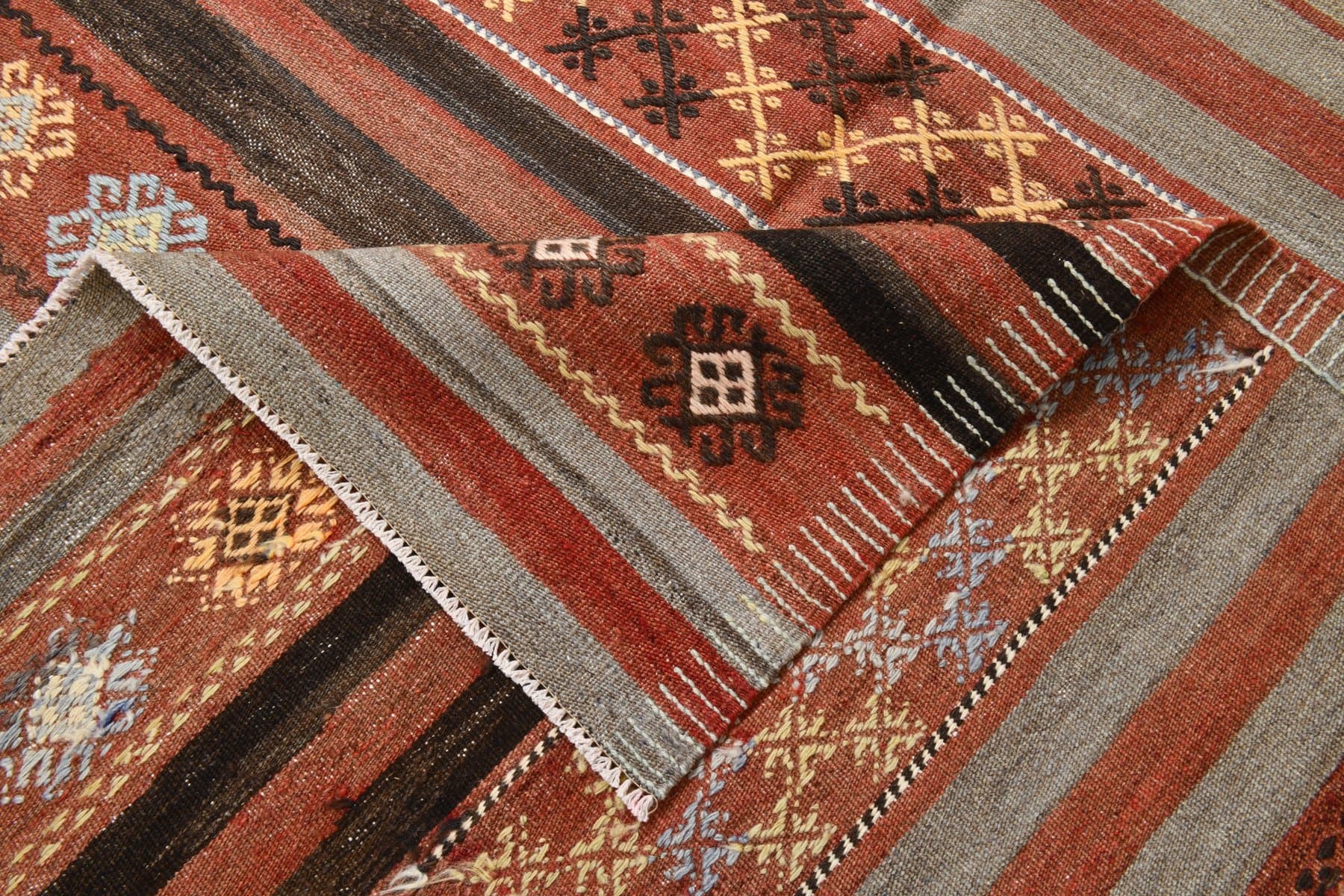 Kilim Rug 185x393 cm, red, wool, Turkey, 1960s - 218473