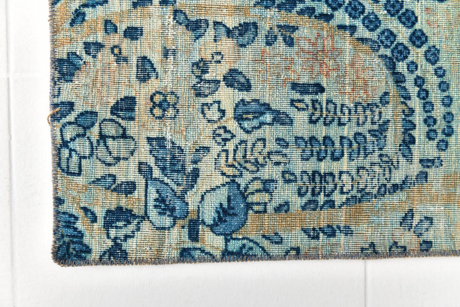 Rug 111x70 cm, blue, beige, wool, 1960s - 218448