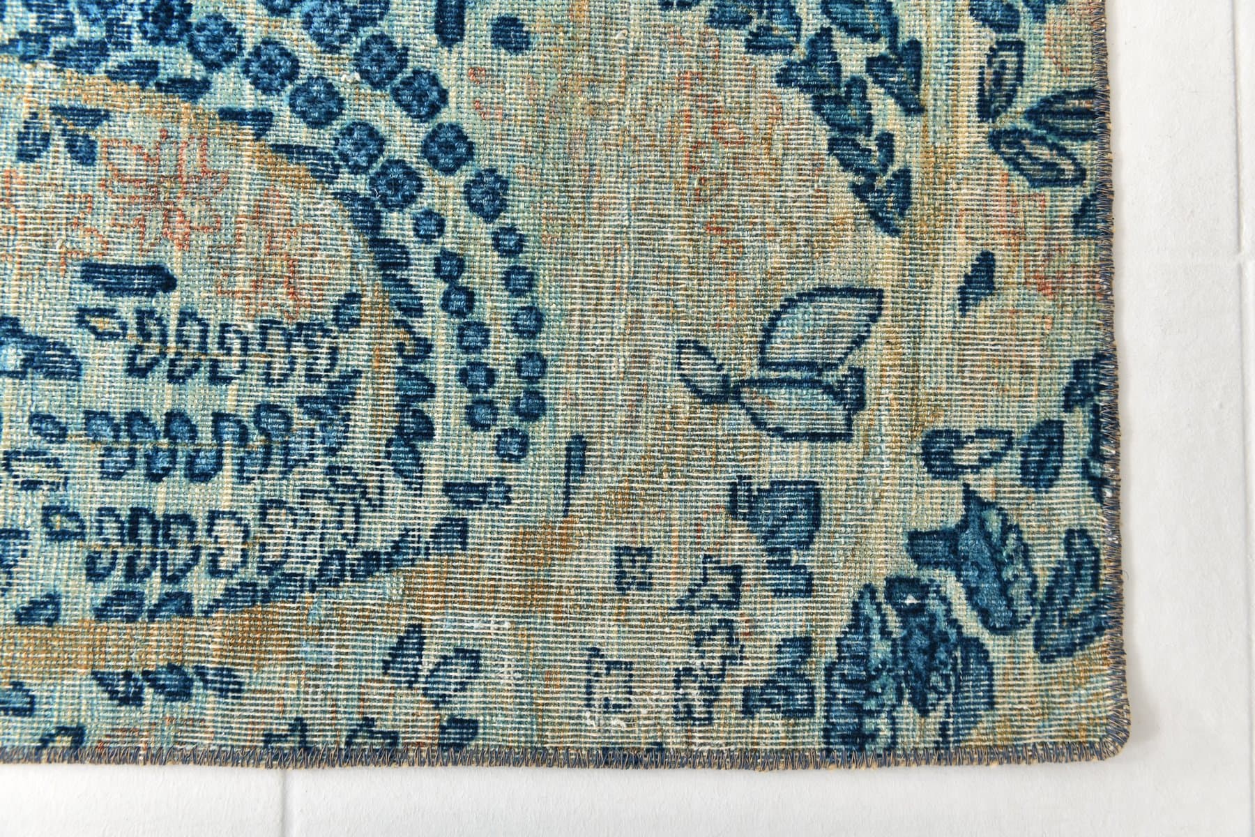 Rug 111x70 cm, blue, beige, wool, 1960s - 218449