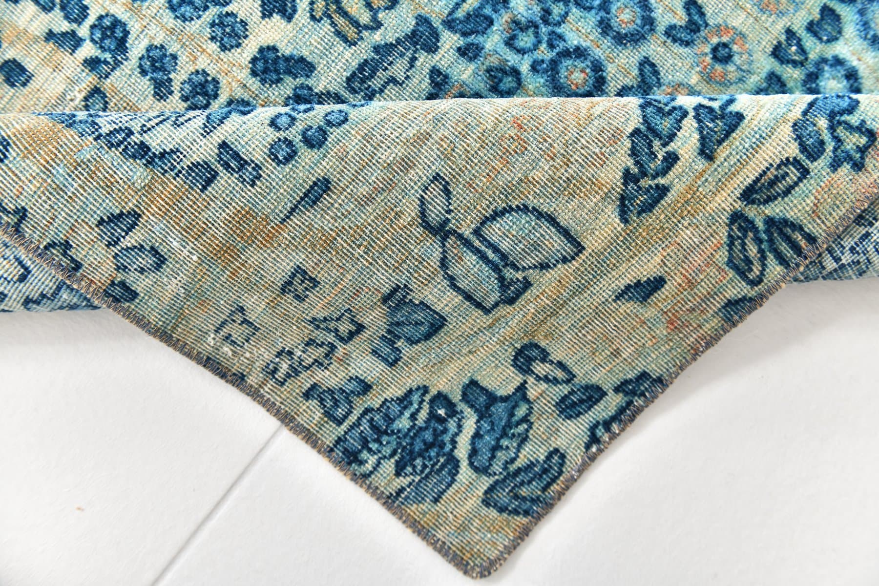 Rug 111x70 cm, blue, beige, wool, 1960s - 218452