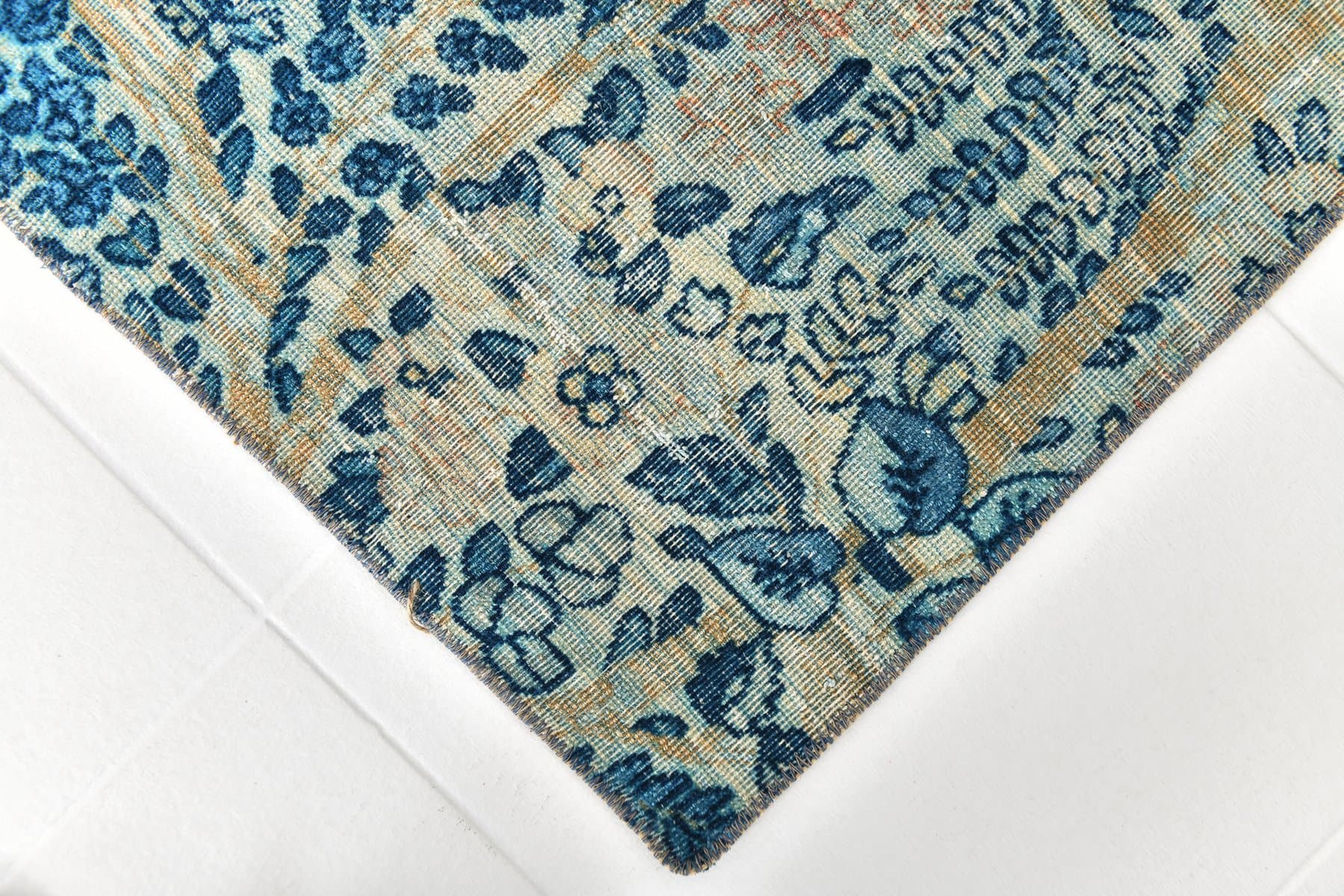 Rug 111x70 cm, blue, beige, wool, 1960s - 218450