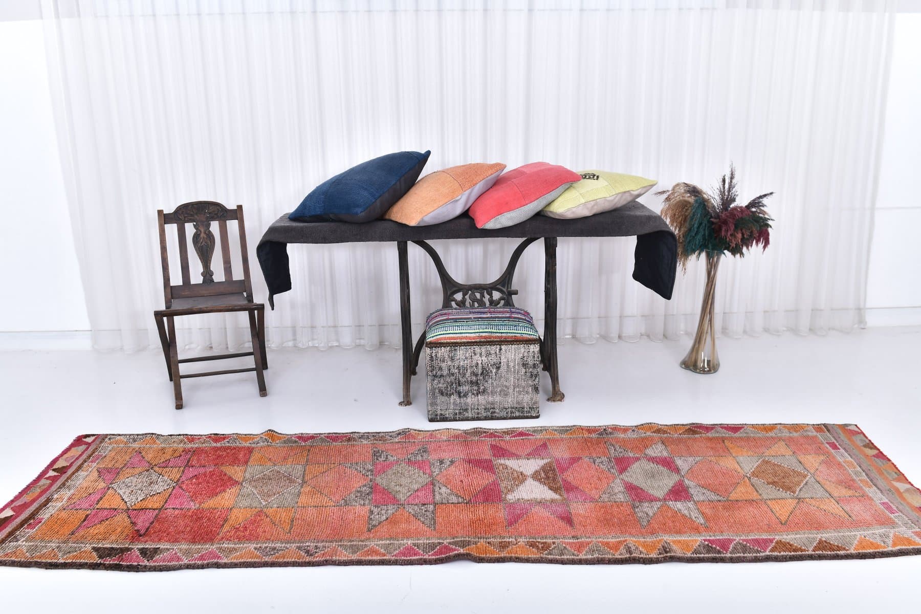 Runner 93x310 cm, red, wool, 1970s - 218422