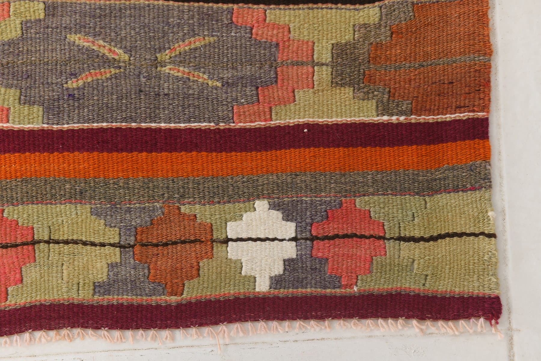 Kilim 86x427 cm, Red, Wool, Turkey, 1970s - 218406