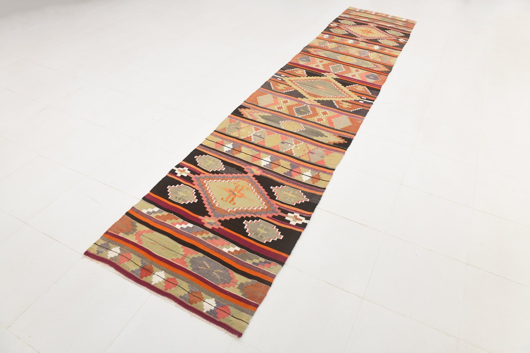 Kilim 86x427 cm, Red, Wool, Turkey, 1970s - 218398