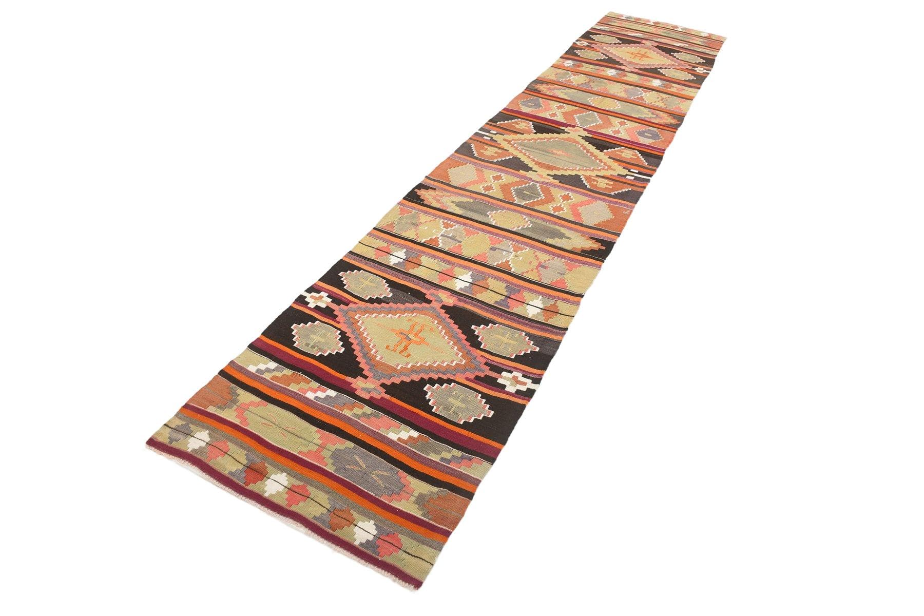 Kilim 86x427 cm, Red, Wool, Turkey, 1970s