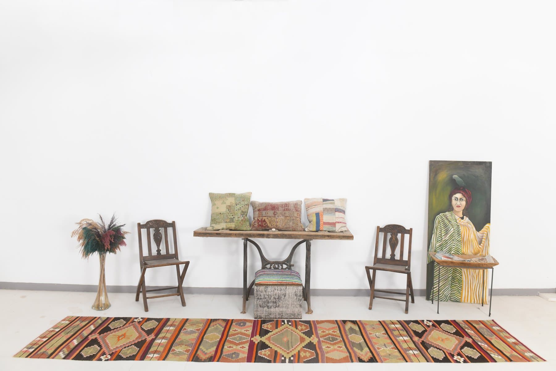 Kilim 86x427 cm, Red, Wool, Turkey, 1970s - 218400