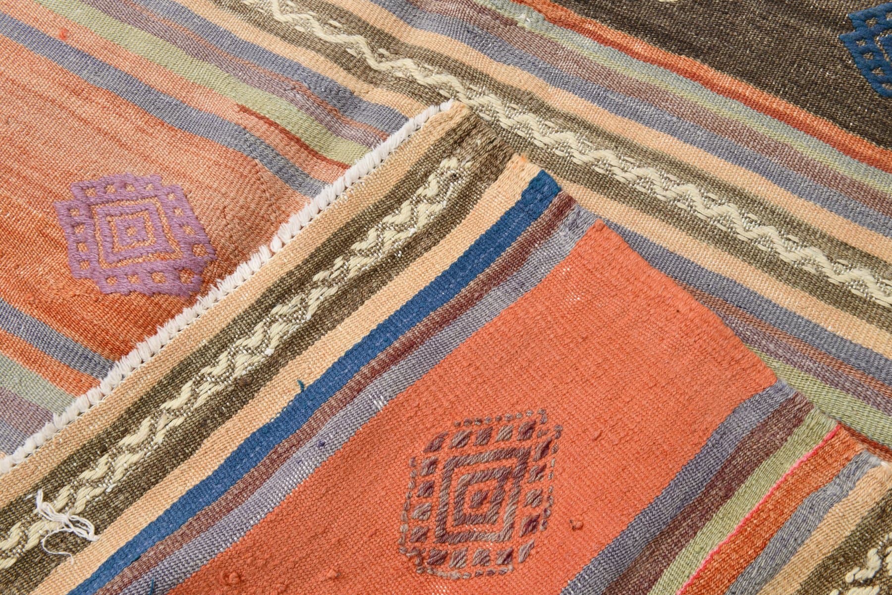 Kilim 180x290 cm, różowy, brązowy, wełna, Turcja, lata 60. - 218393