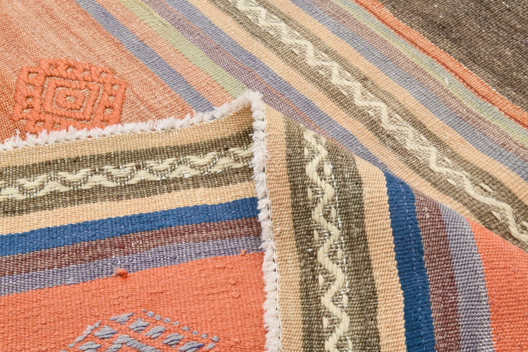 Kilim 180x290 cm, różowy, brązowy, wełna, Turcja, lata 60. - 218392