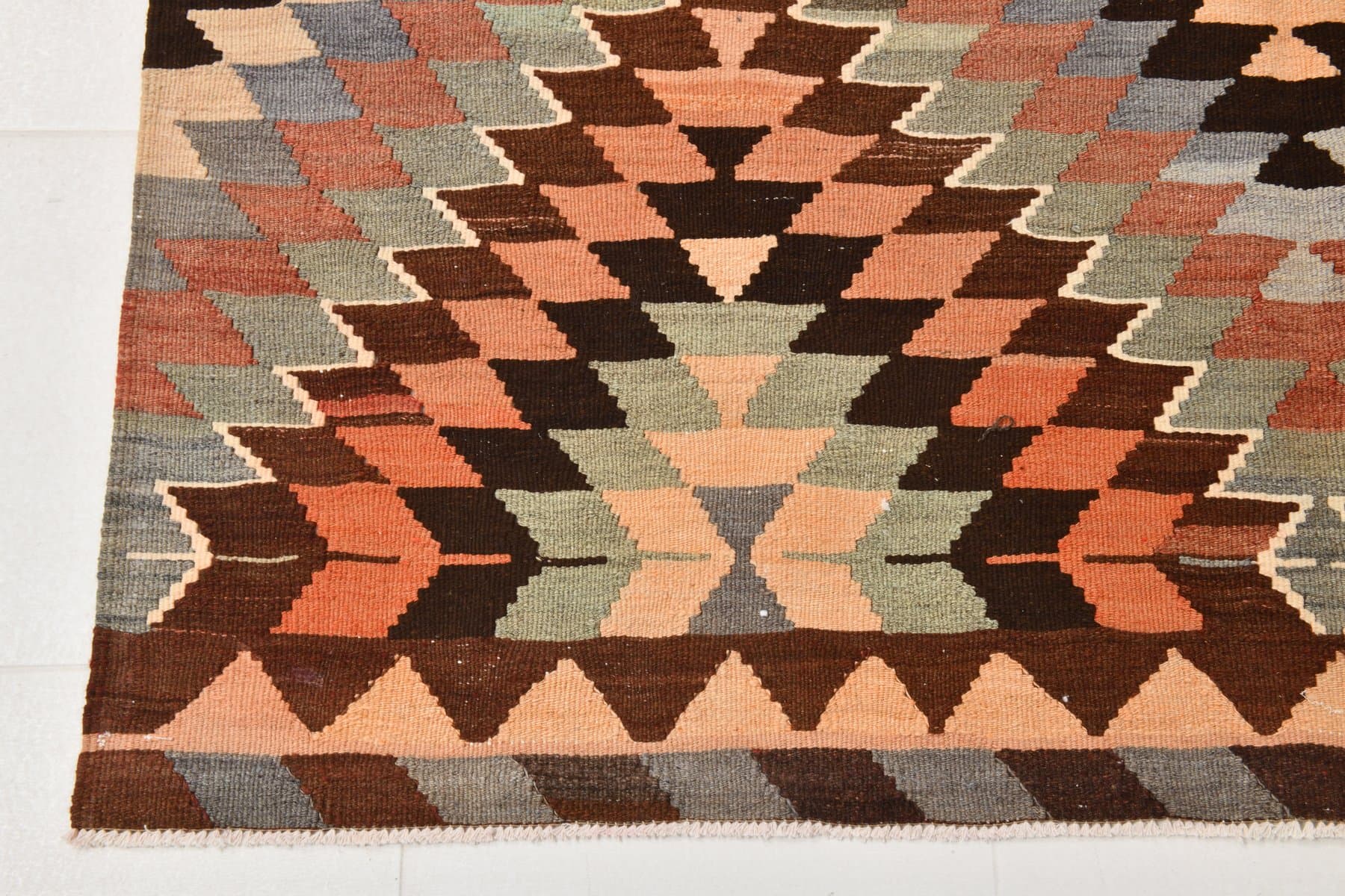 Kilim 278x175 cm, czerwony, wełna, lata 60. - 218380