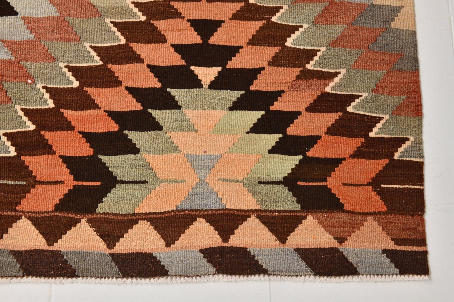 Kilim 278x175 cm, czerwony, wełna, lata 60. - 218381