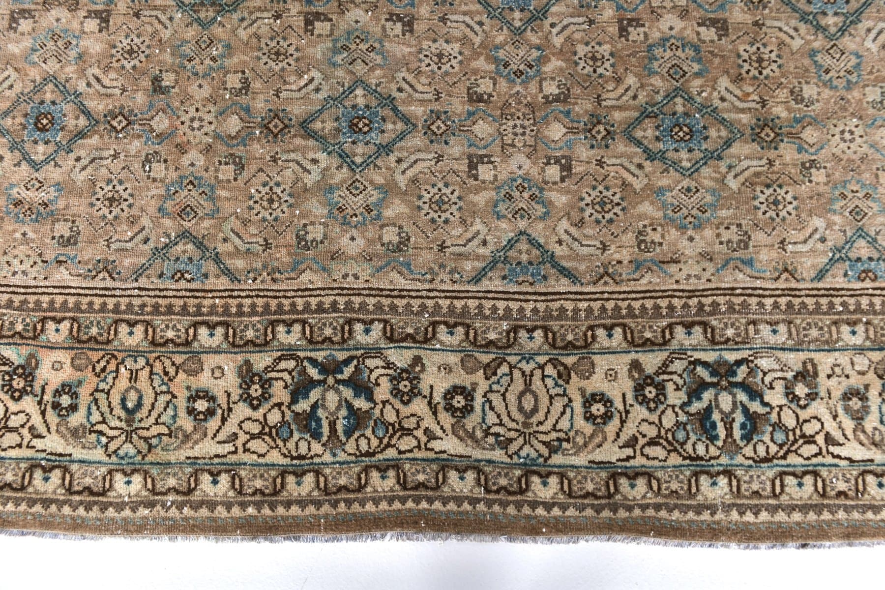 Rug 382x278 cm, beige, green, wool, 1960s - 218357