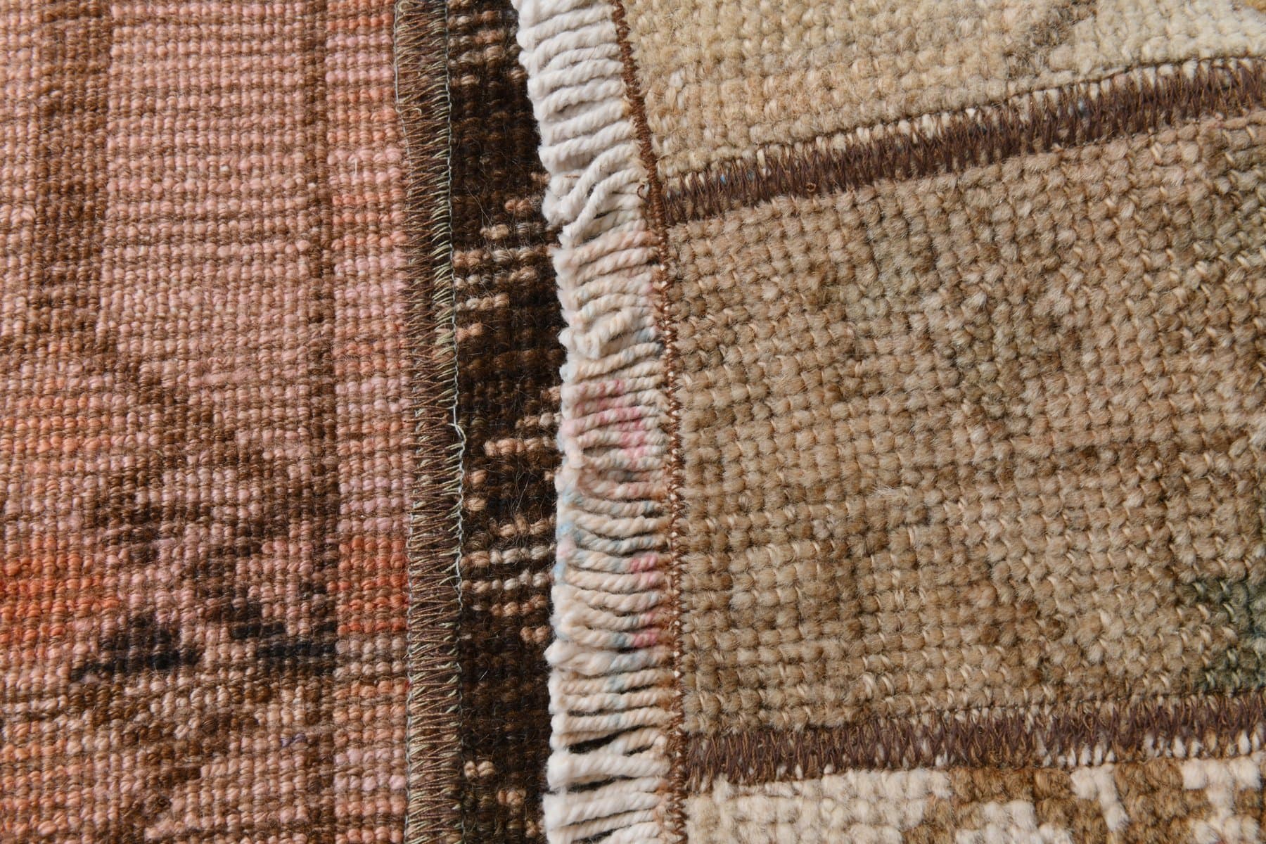 Chodnik 76x286 cm, beżowy, zielony, wełna, lata 70. - 219691