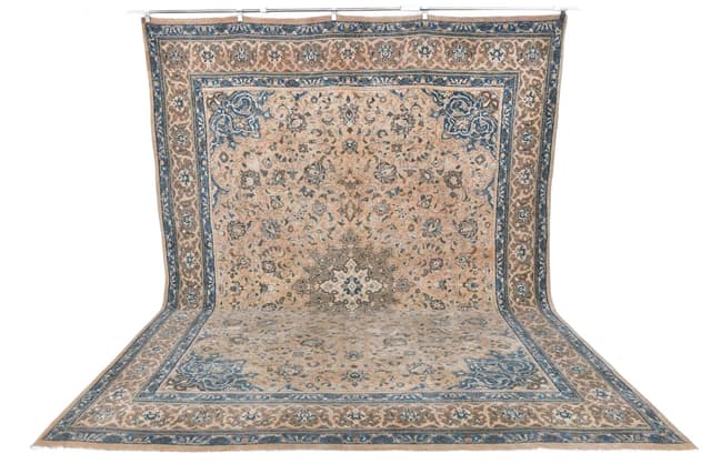 Dywan 391x298 cm, beżowy, wełna, lata 60. - WYMIARY