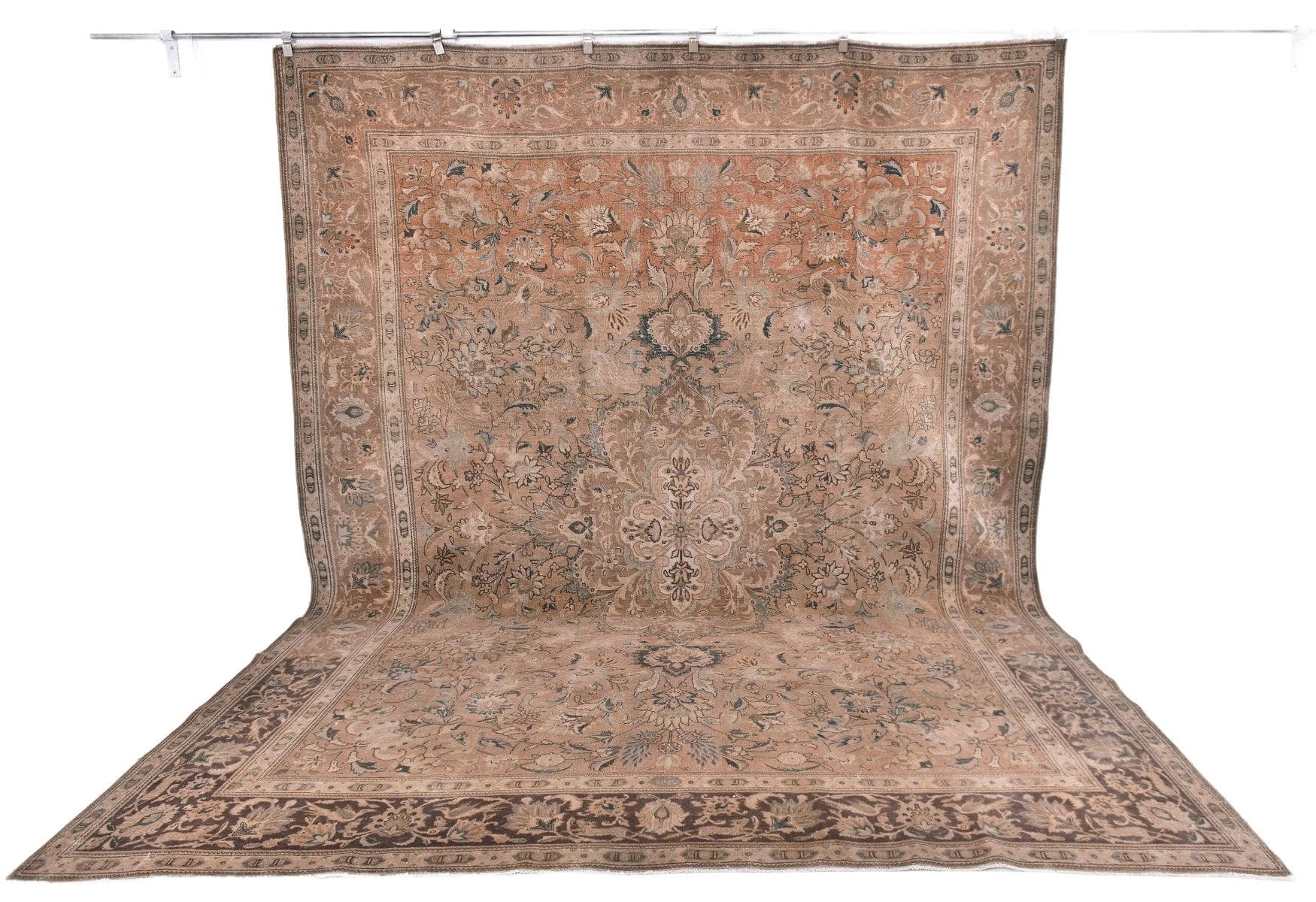 Dywan 380x295 cm, brązowy, wełna, Turcja, lata 60.