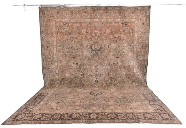 Dywan 380x295 cm, brązowy, wełna, Turcja, lata 60. - WYMIARY