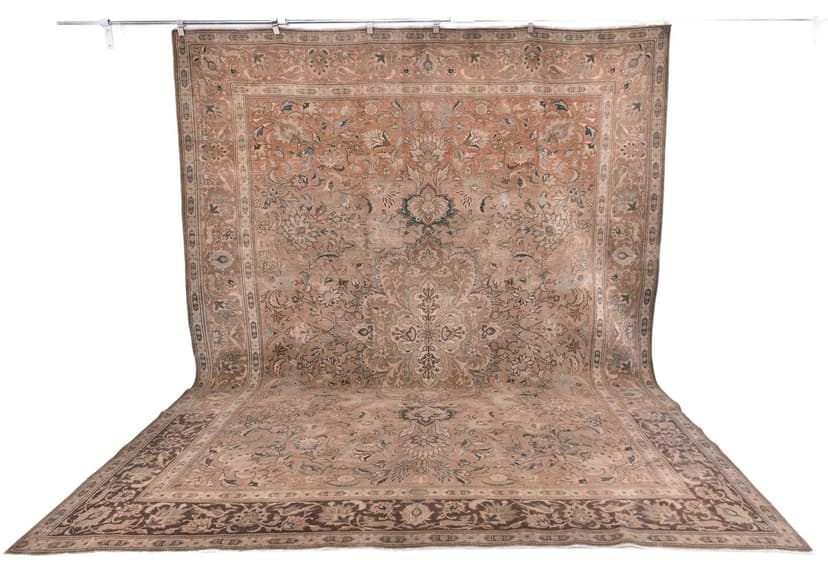 Dywan 380x295 cm, brązowy, wełna, Turcja, lata 60.