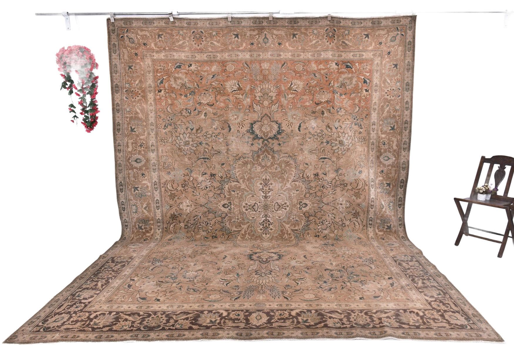 Dywan 380x295 cm, brązowy, wełna, Turcja, lata 60. - 219650