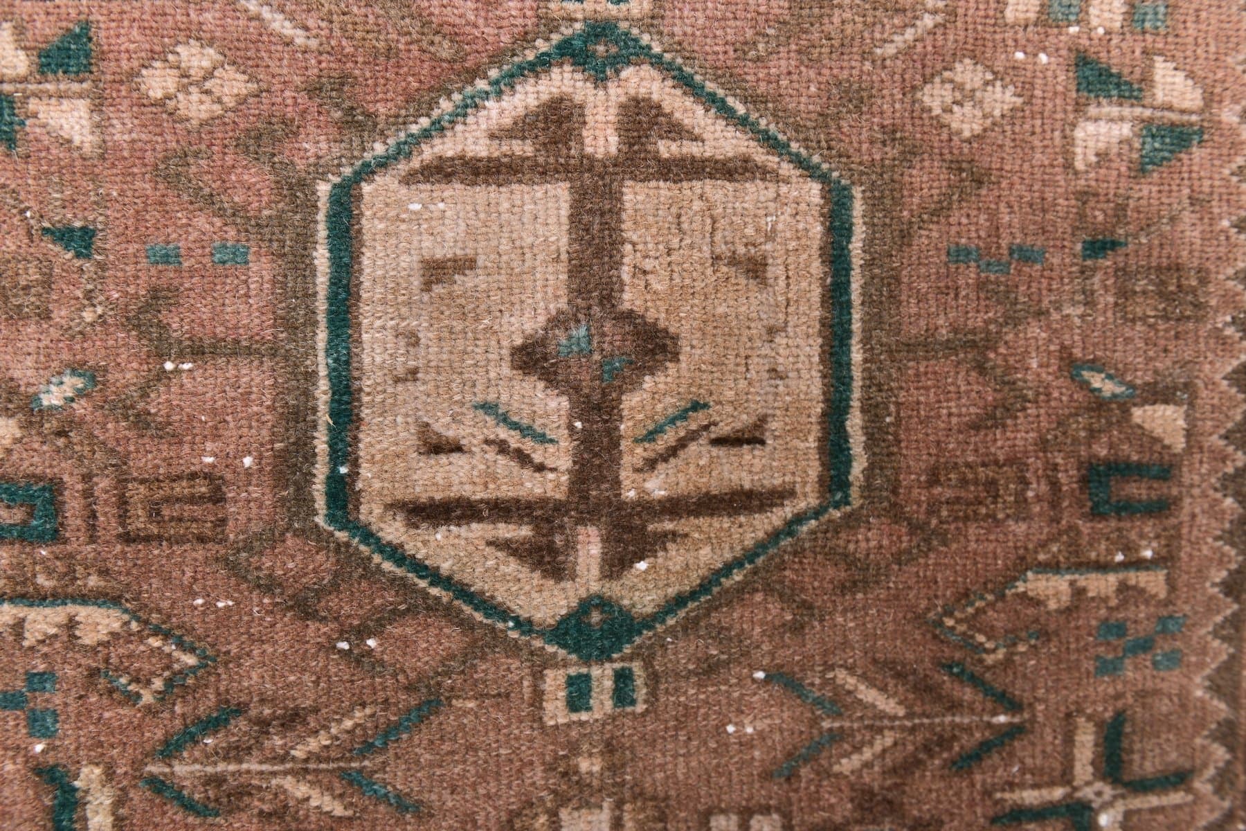 Chodnik 77x420 cm, brązowy, wełna, lata 60. - 218302