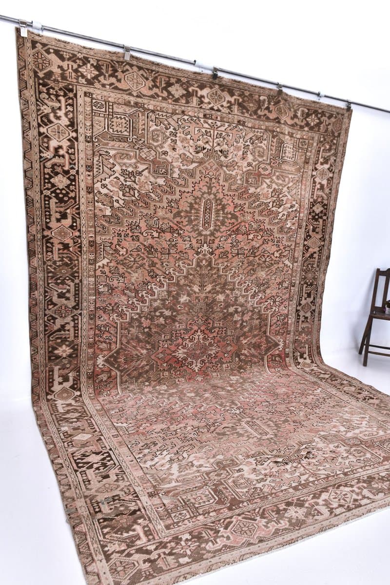 Dywan 381x242 cm, brązowy, wełna, lata 70. - 218277