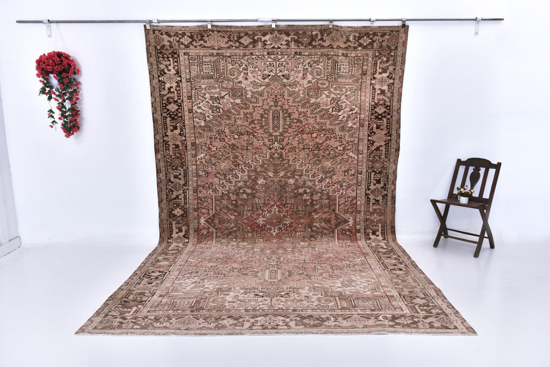 Dywan 381x242 cm, brązowy, wełna, lata 70. - 218284