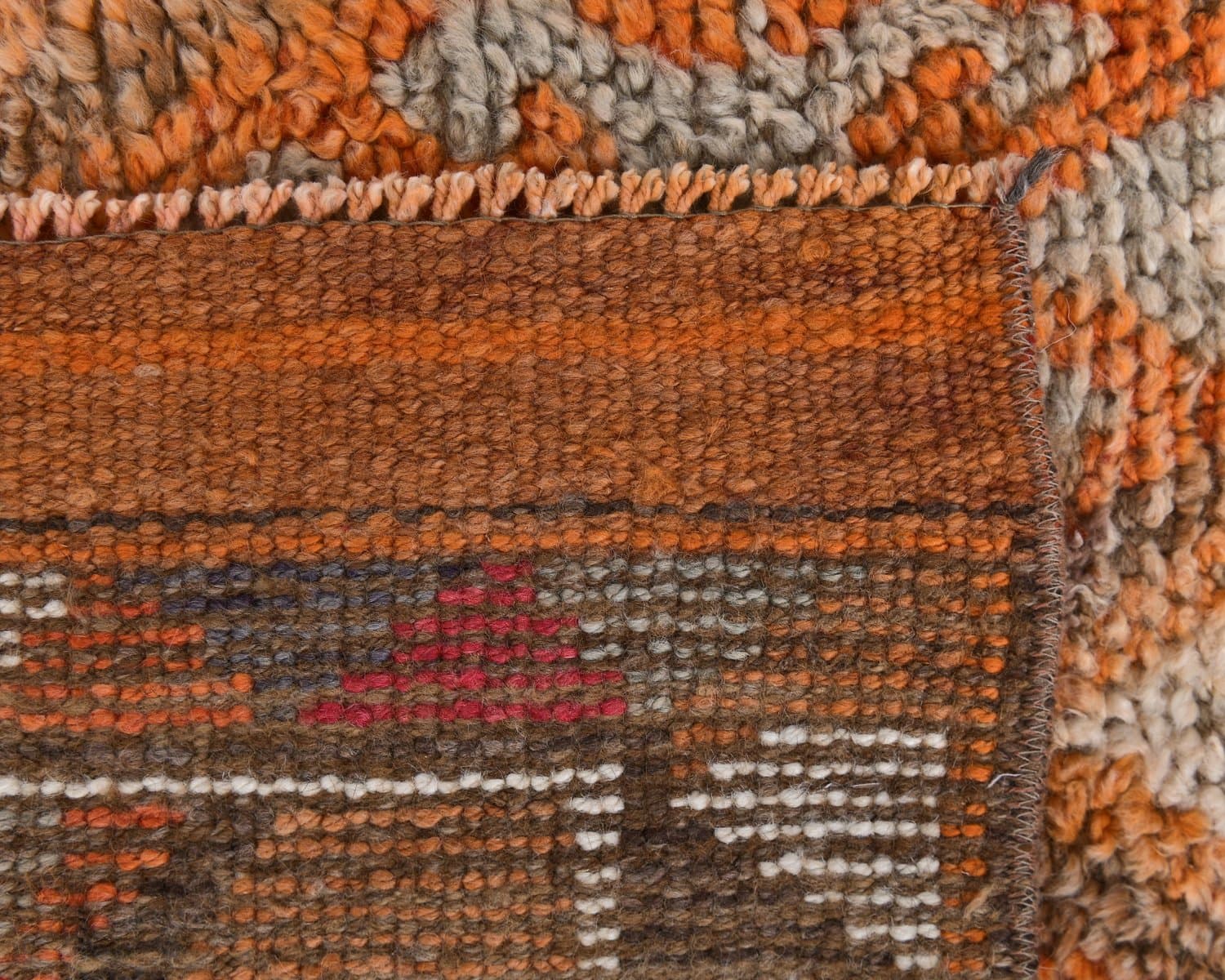 Chodnik 76x406 cm, pomarańczowy, zielony, wełna, lata 70. - 218264