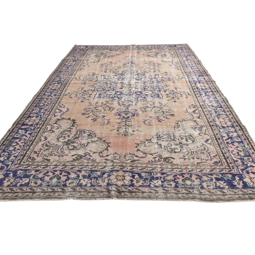 Dywan 238x354 cm, beżowy, wełna, Turcja, lata 70.