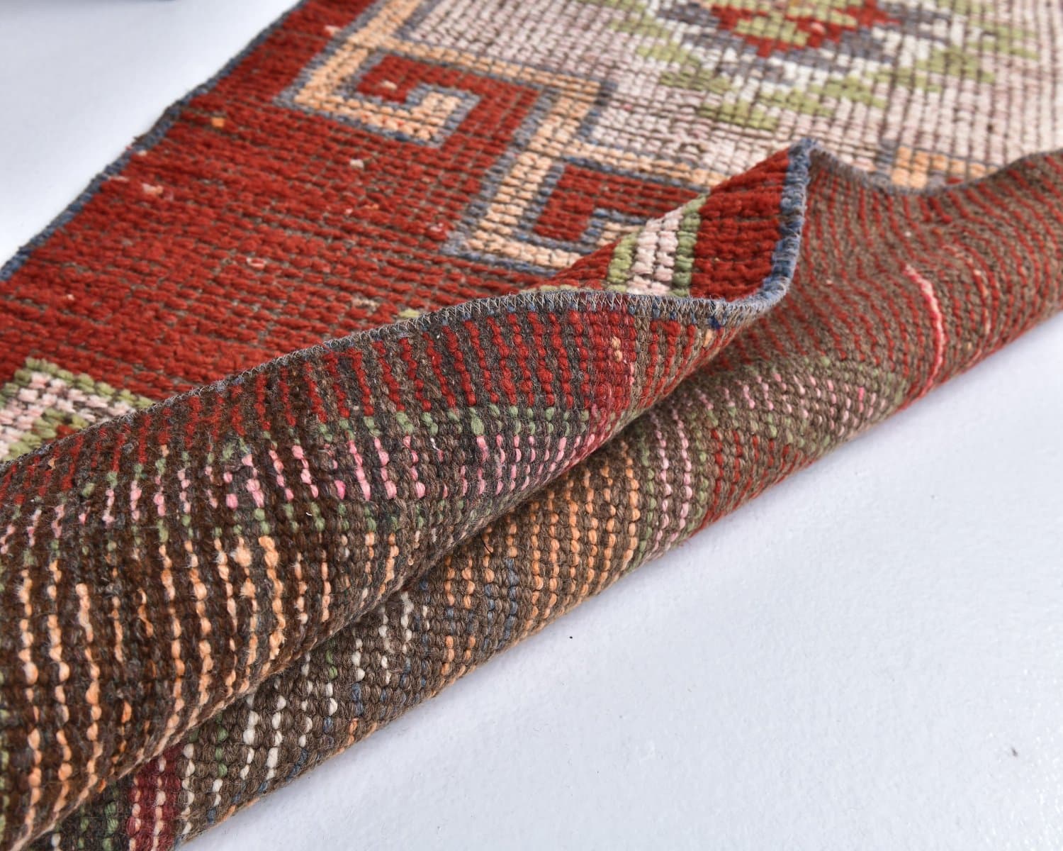 Chodnik 301x84 cm, czerwony, wełna, lata 70. - 218216