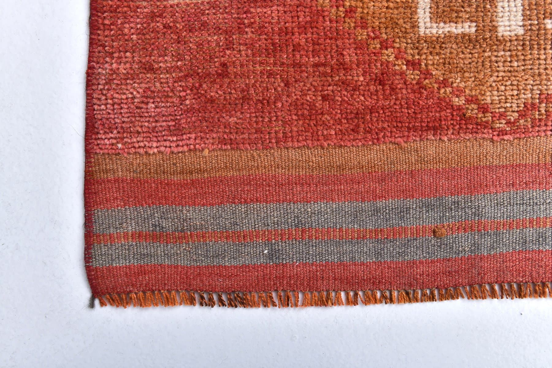 Chodnik 80x329 cm, czerwony, pomarańczowy, wełna, lata 70. - 218192