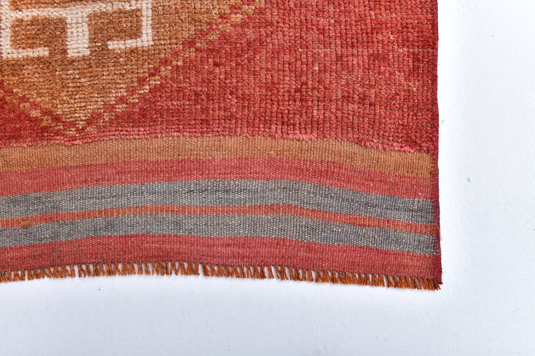 Chodnik 80x329 cm, czerwony, pomarańczowy, wełna, lata 70. - 218193