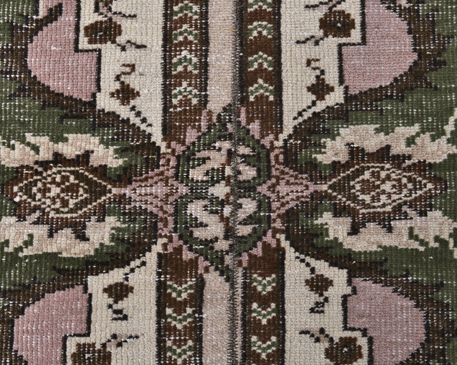 Chodnik 198x68 cm, zielony, różowy, wełna, lata 70. - 218179