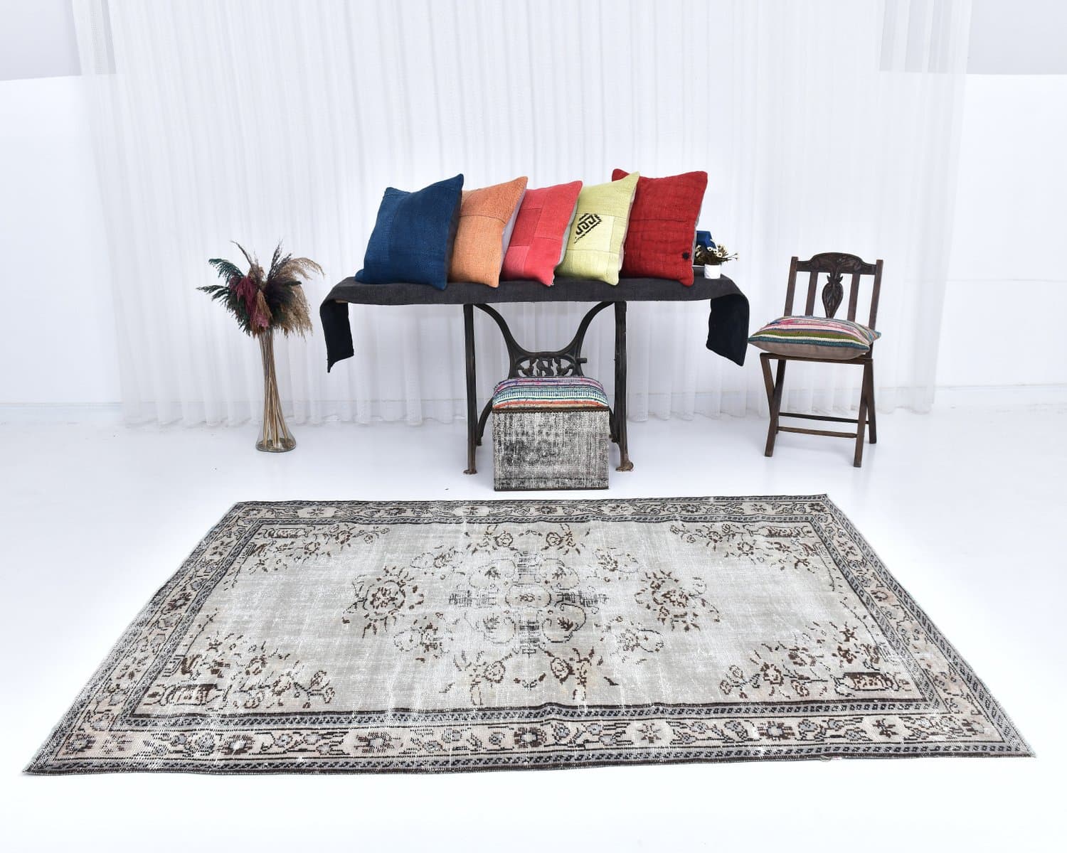 Dywan 235x166 cm, szary, wełna, Turcja, lata 70. - 218162