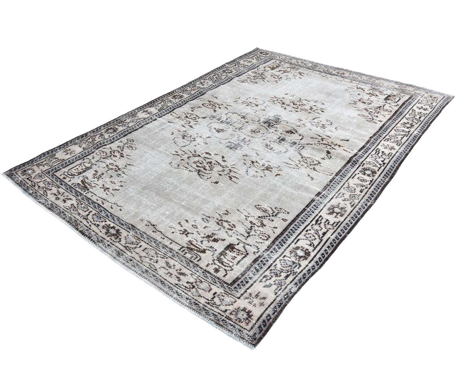 Dywan 235x166 cm, szary, wełna, Turcja, lata 70.