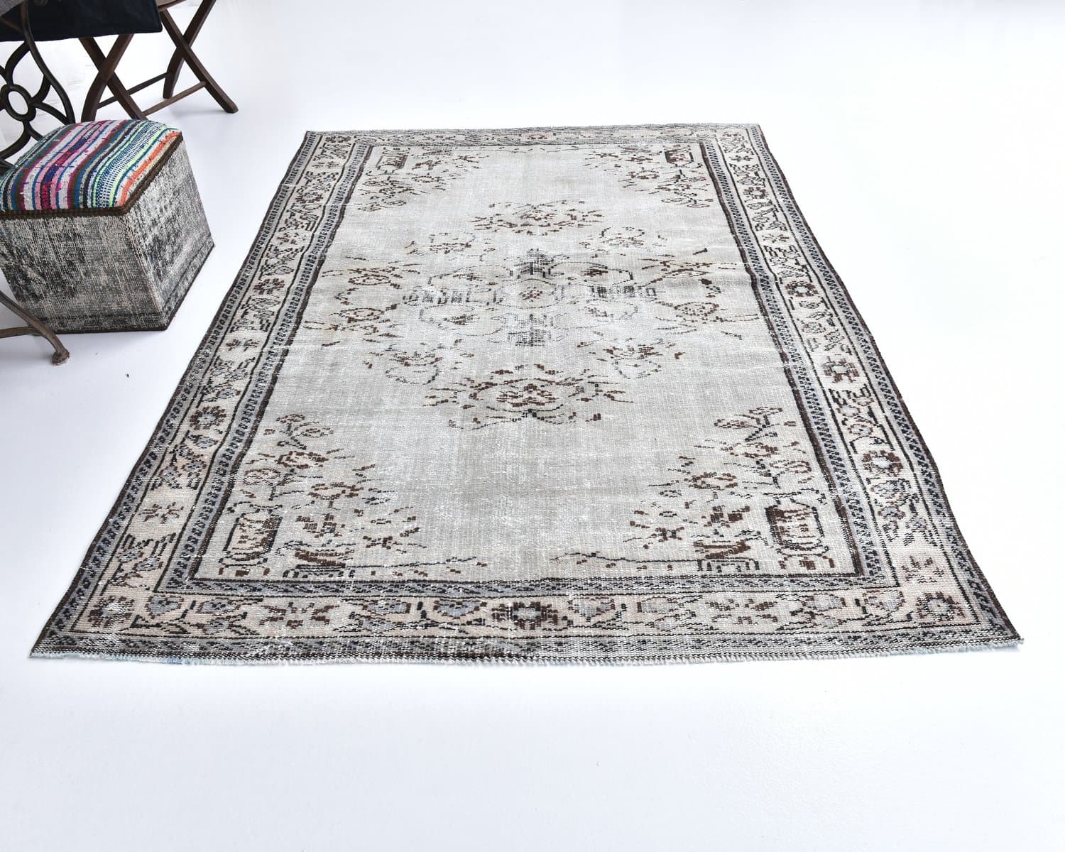 Dywan 235x166 cm, szary, wełna, Turcja, lata 70. - 218166