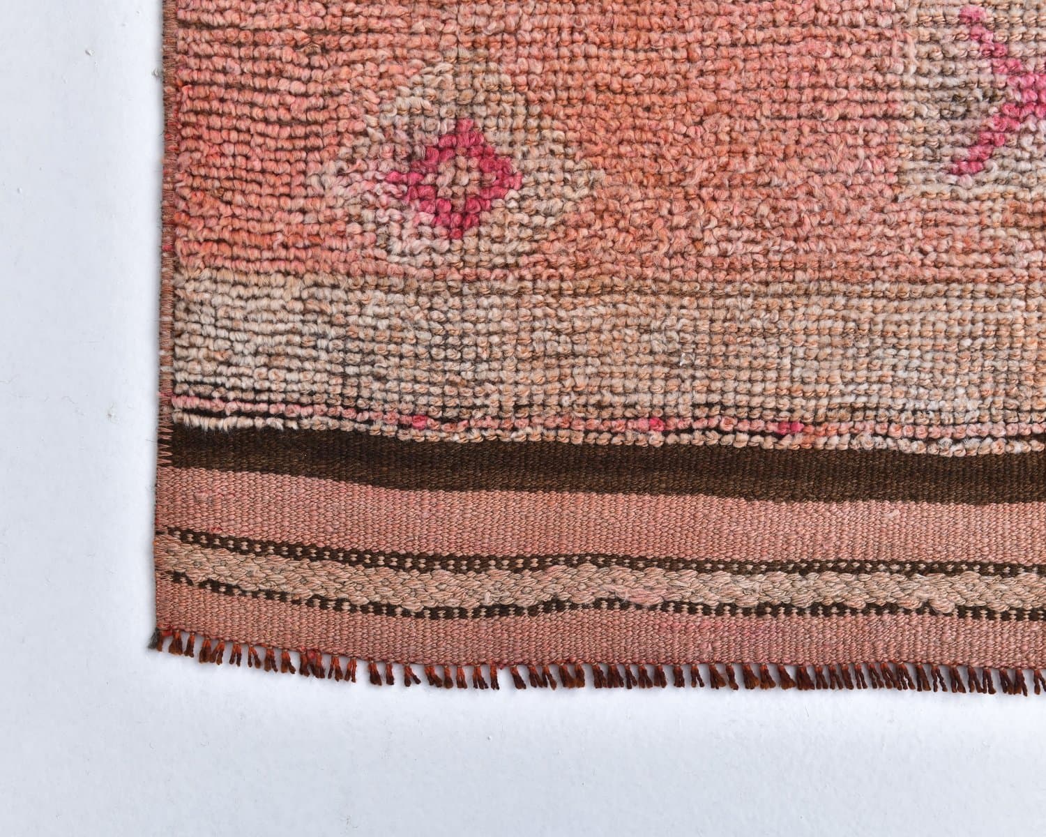 Chodnik 289x85 cm, czerwony, beżowy, wełna, lata 70. - 218133