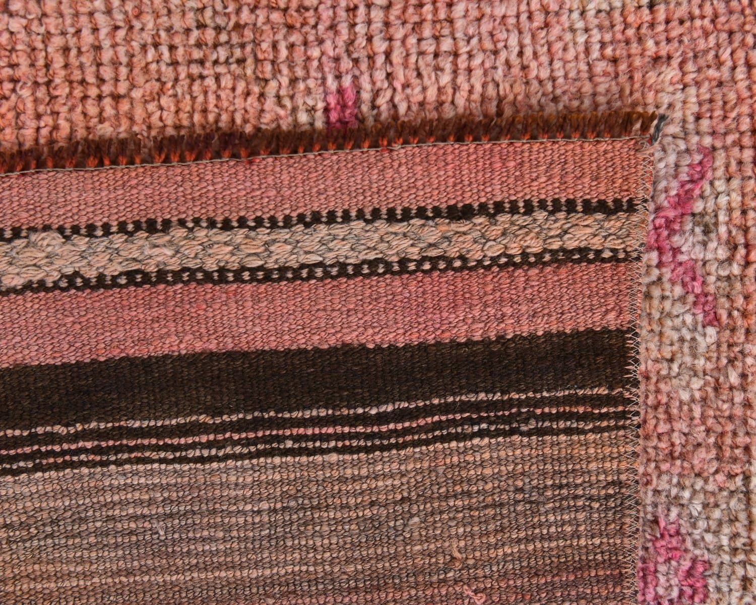 Chodnik 289x85 cm, czerwony, beżowy, wełna, lata 70. - 218137