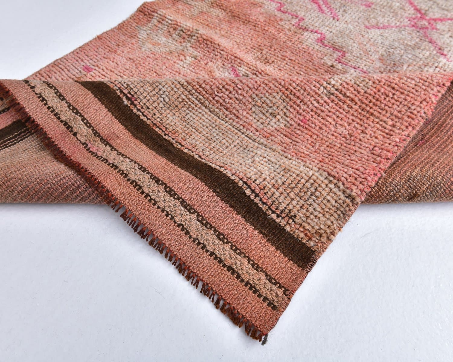 Chodnik 289x85 cm, czerwony, beżowy, wełna, lata 70. - 218128