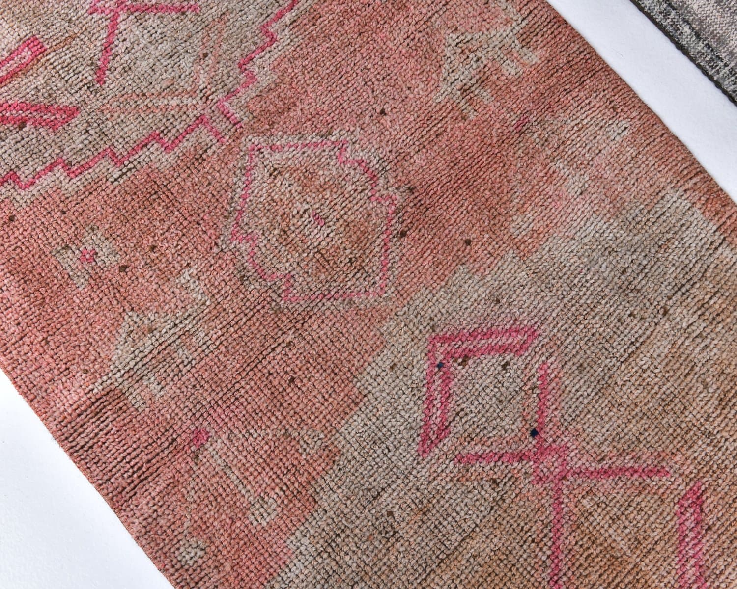 Chodnik 289x85 cm, czerwony, beżowy, wełna, lata 70. - 218130