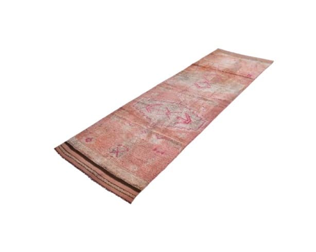 Chodnik 289x85 cm, czerwony, beżowy, wełna, lata 70. - WYMIARY