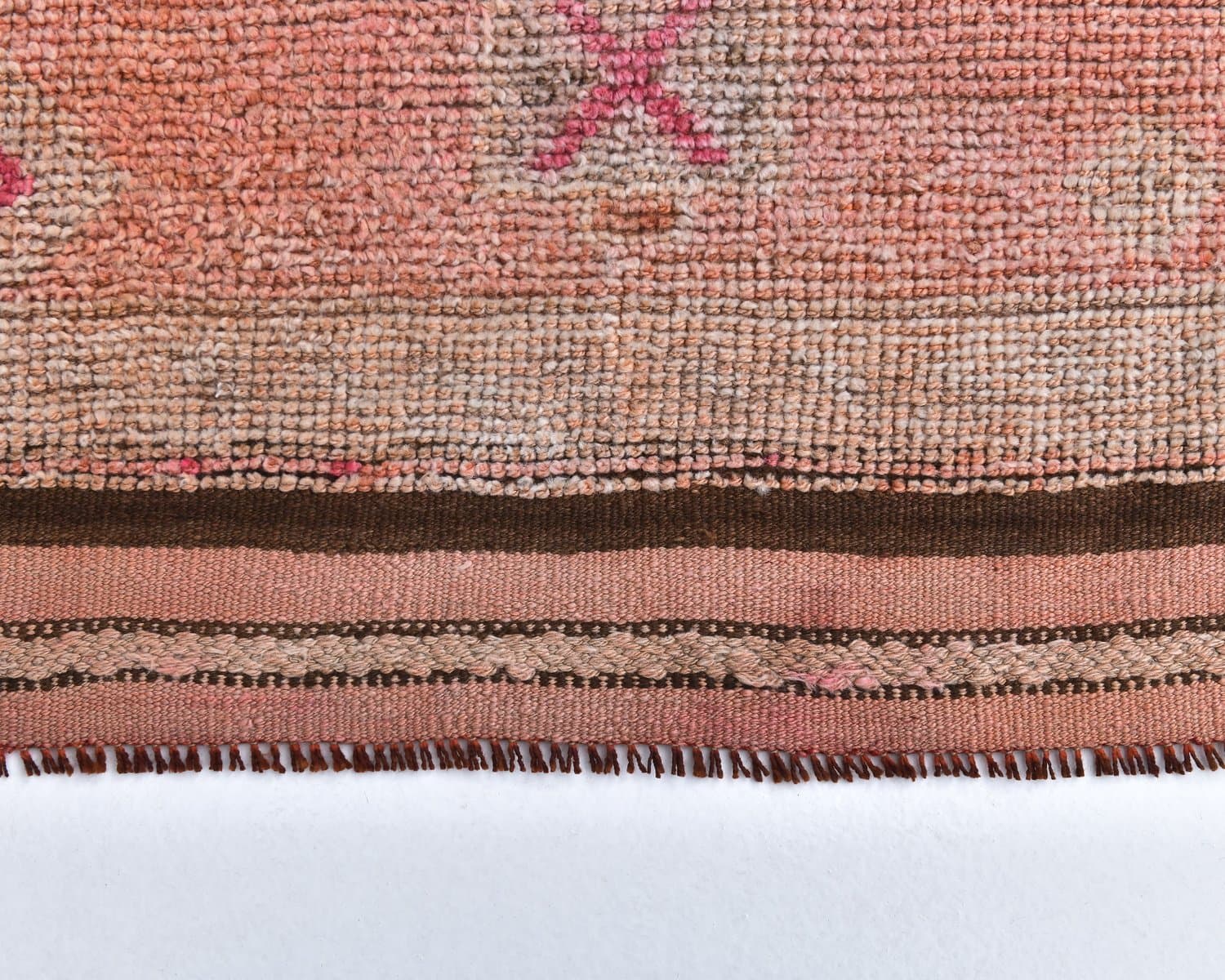 Chodnik 289x85 cm, czerwony, beżowy, wełna, lata 70. - 218134