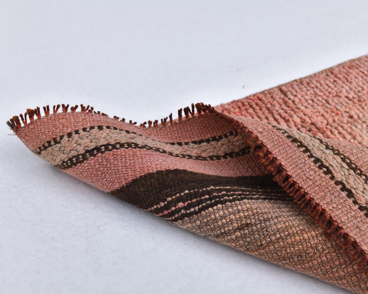 Chodnik 289x85 cm, czerwony, beżowy, wełna, lata 70. - 218136