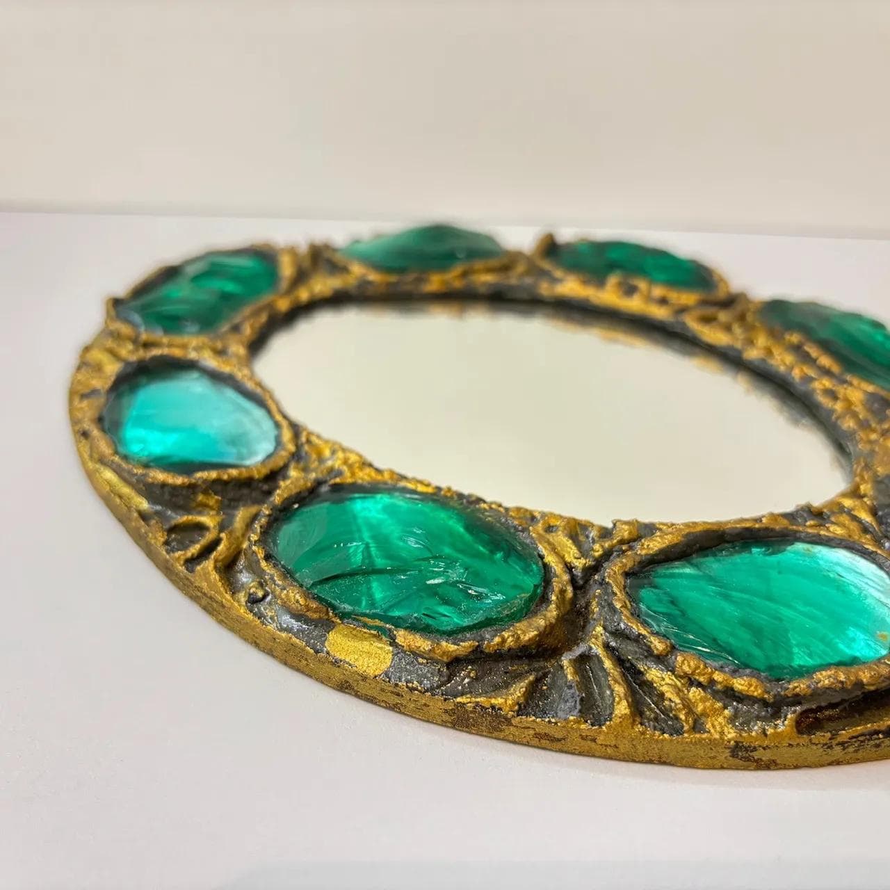 Mirror, Murano glass, golden brass, Italy, 1960s. - 15735
