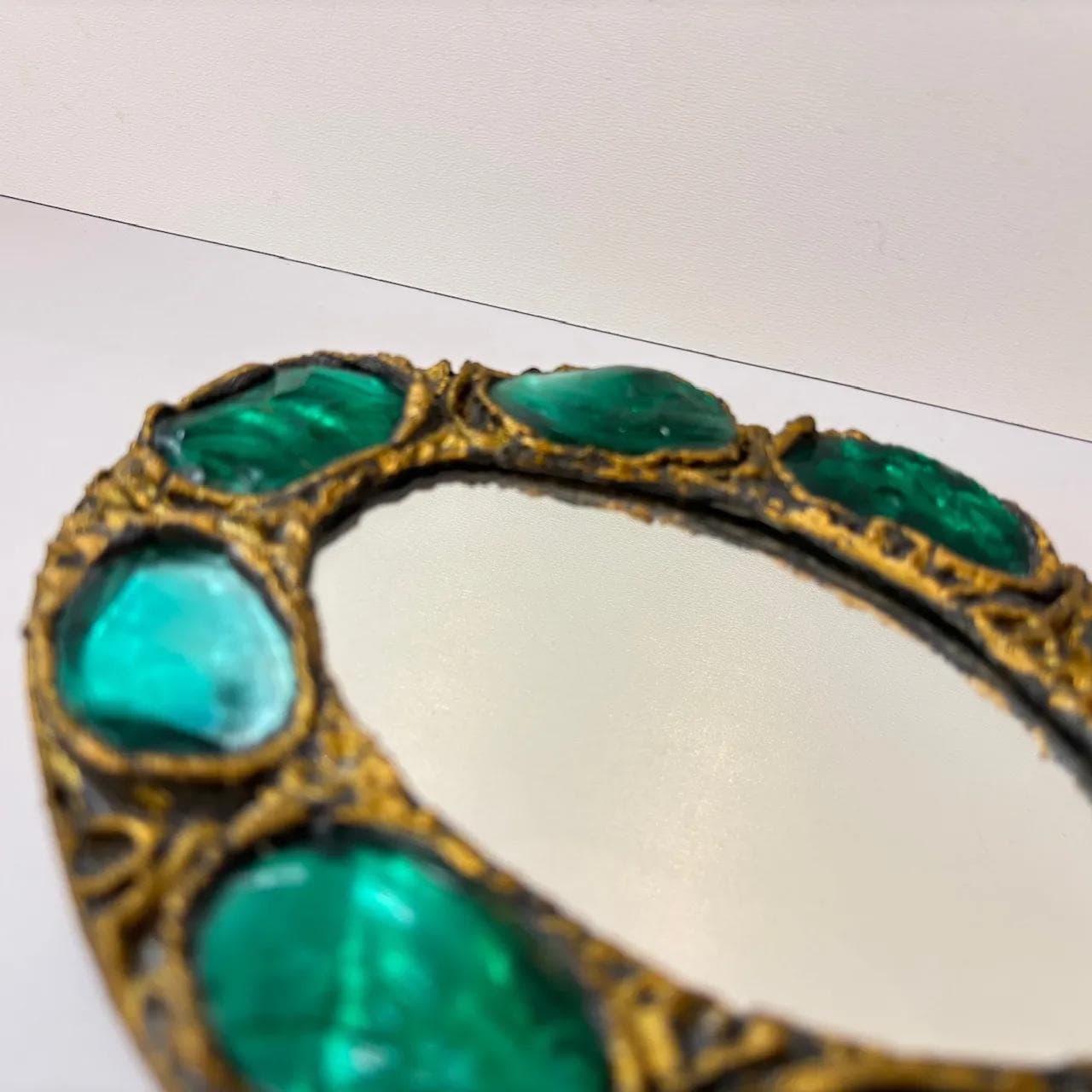 Mirror, Murano glass, golden brass, Italy, 1960s. - 15733